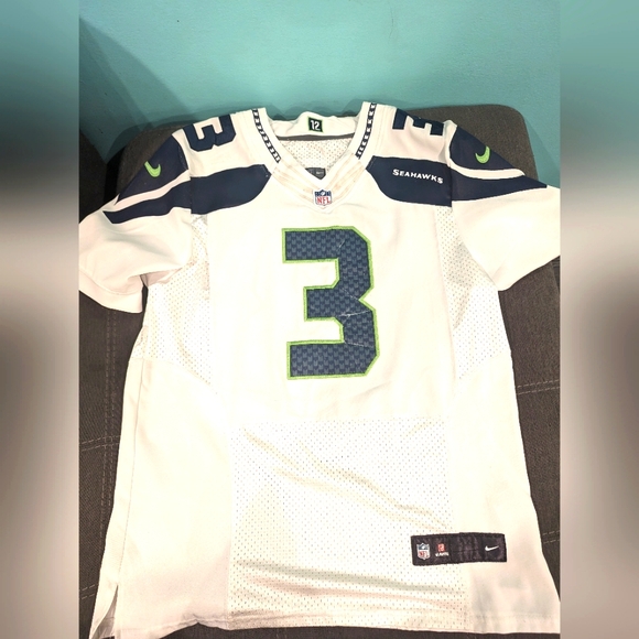 Nike‎ Seattle Seahawks Russell Wilson #3 White Blue Jersey Men’s Size Medium - Picture 1 of 8